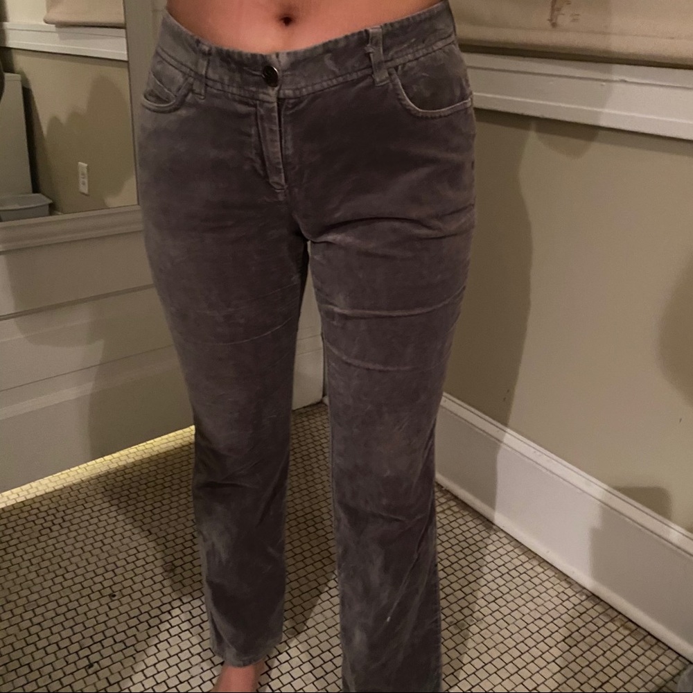 Lowrise Grey Velvet Flare Jeans